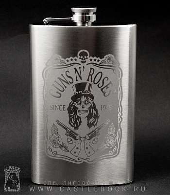 фляга стальная с гравировкой guns'n'roses 10 oz