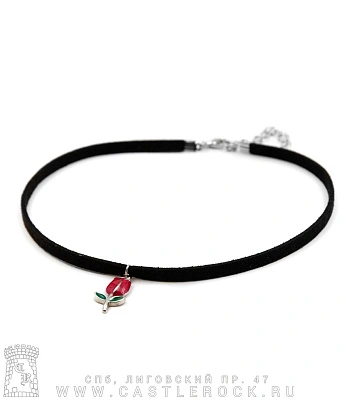 чокер роза (эмаль, текстиль)