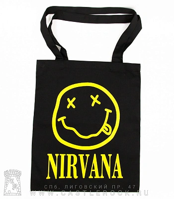 сумка шоппер nirvana (смайл, надпись снизу)