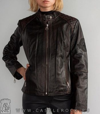 мото-куртка женская route 66 (искуственное старение, коричневая)