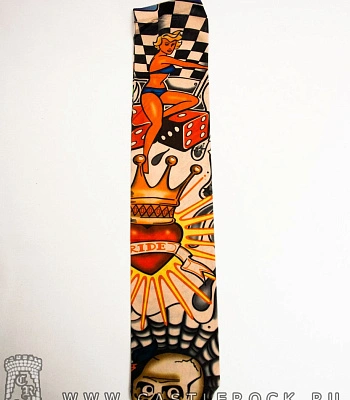 тату рукав сердце с короной и девушка "ride"