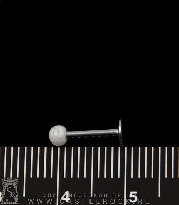 Лабрет Сталь с Акриловым Шариком с Блестками (белым) 1,2 х 8 х 3