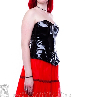 корсет черный лакированный