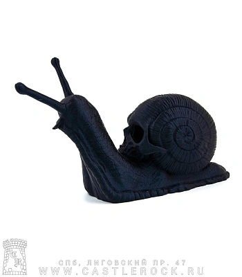 статуэтка улитка с черепом (3d печать, черная)