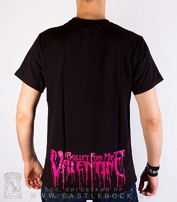 футболка bullet for my valentine (череп, розовое лого)
