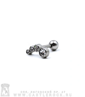 Микроштанга Сталь со Стразами (прозрачными) 1,2 х 6 х 4/11