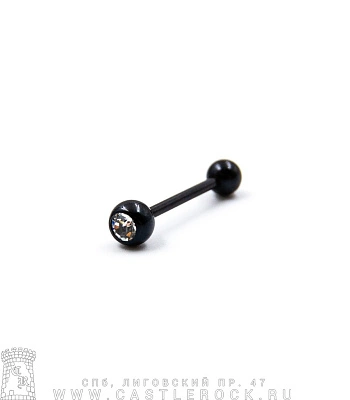 Штанга Сталь Черная с Шариками со Стразом (прозрачным) 1,6 х 16 х 5/6