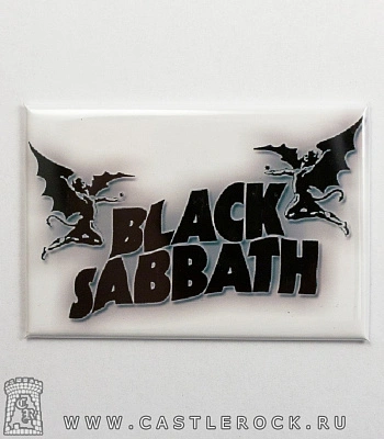 магнит прямоугольный black sabbath (лого, ч/б)