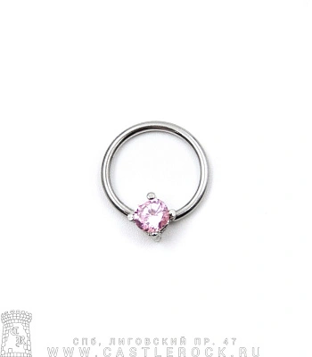 Кольцо BCR Сталь со Стразом (розовым) 1,6 х 13 х 7