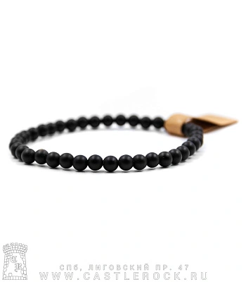 браслет из натурального камня агат черный матовый (4,5 мм)