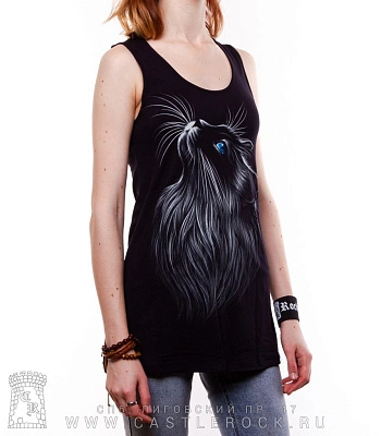 женская майка кошка (голубые глаза, светится)