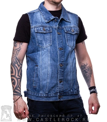 жилет джинсовый синий (потертый) 3208