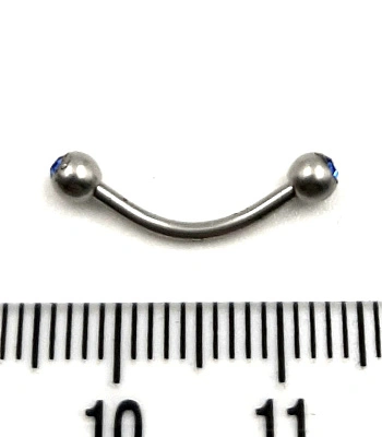 Микробанан Сталь с Шариками со Стразами (синими) 1,2 х 12 х 3/3