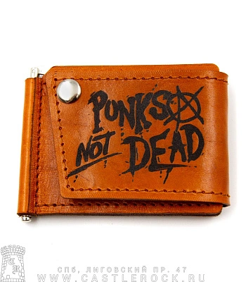 зажим для купюр с держателем карт punks not dead (гравировка, ручная работа)
