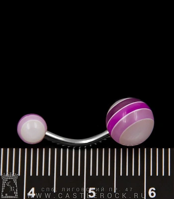 Банан Сталь с Акриловыми Шариками Полосы (фиолетово-белыми) 1,6 х 10 х 5/8