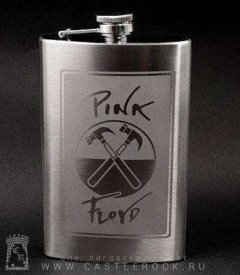 фляга стальная с гравировкой pink floyd "the wall" (молотки) 10 oz