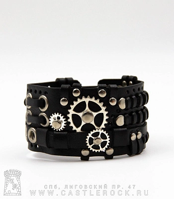 напульсник кожаный стимпанк черный (bspk-5)