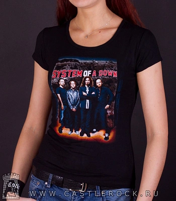 женская футболка system of a down (группа)
