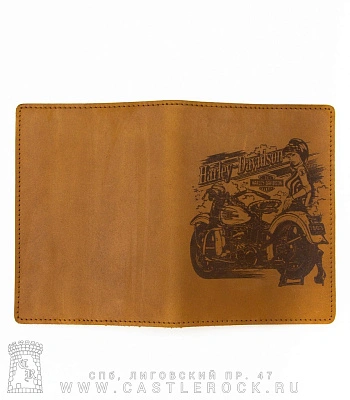 обложка для документов harley-davidson (мотоцикл и девушка)
