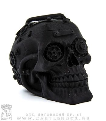 статуэтка череп стимпанк (малый, 3d печать, черная)