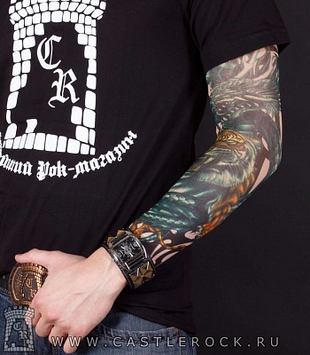 тату рукав тигр и дракон