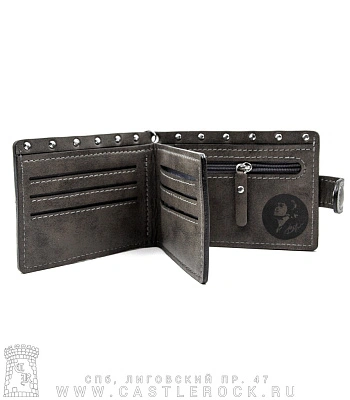 портмоне с цепью кино (гравировка, на кнопке, ручная работа)