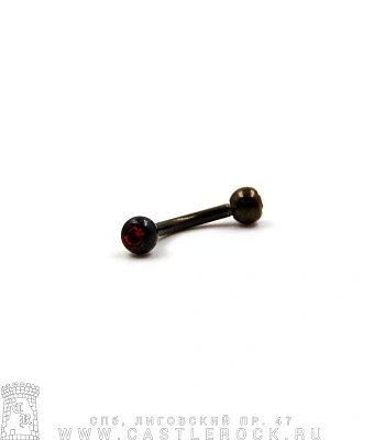 Микробанан Сталь Черный с Шариками со Стразами (красными) 1,2 х 8 х 3/3