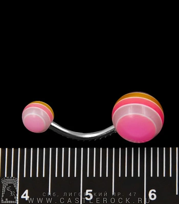 Банан Сталь с Акриловыми Шариками Полосы (желто-розовыми) 1,6 х 10 х 5/8