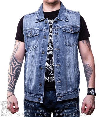 жилет джинсовый голубой (потертый) #3203