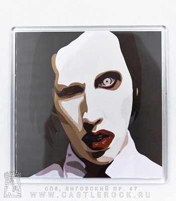магнит квадратный marilyn manson (ч/б, большой)