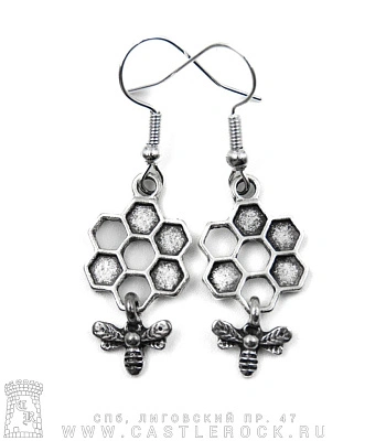 серьги пчела и медовые соты