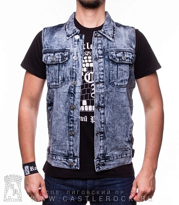 жилет джинсовый серый (потертый) 7020#