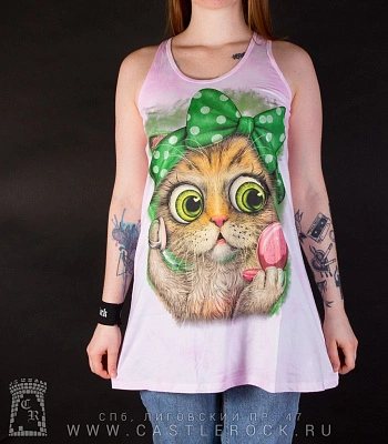 туника кошка с пудреницей (розовая)