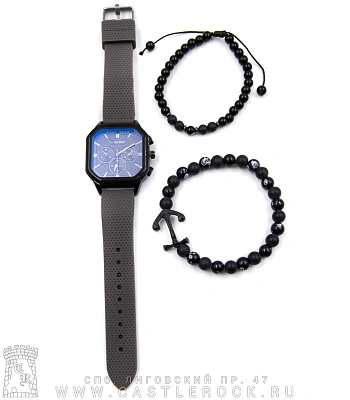 часы наручные с фенечками циферблат восьмиугольный (серые)