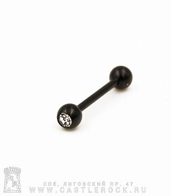 Штанга Сталь Черная с Шариками со Стразом (прозрачным) 1,6 х 16 х 5/5