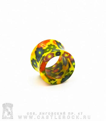 Тоннель Акрил Цветы (разноцветные) 12 мм