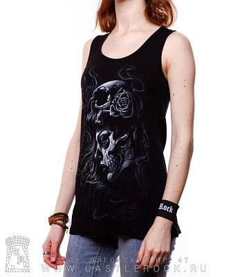 женская майка santa muerte (ч/б, светится)