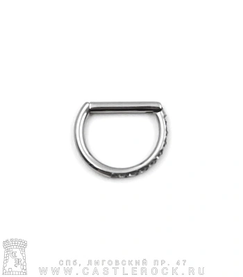 D-Образное Кольцо Кликер Титан 1,2 х 8 (кристаллы прозрачные сбоку)