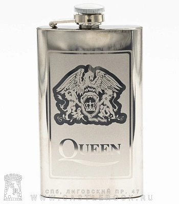 фляга стальная с гравировкой queen (герб) 6 oz