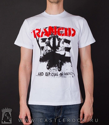 футболка rancid "and out come the wolves" (белая)