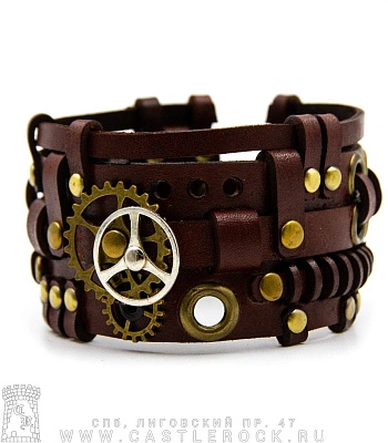 напульсник кожаный стимпанк коричневый (bspk-9)