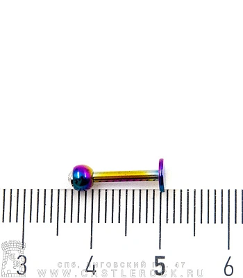 Лабрет Сталь "Бензиновый" с Шариком со Стразом (прозрачным) 1,6 х 10 х 4