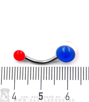 Банан Сталь с Акриловыми Шариками Полоса (сине-бело-красными) 1,6 х 11 х 5/8