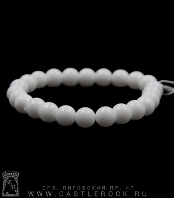 браслет из натурального камня агат белый (8 мм)