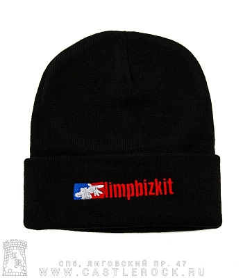 шапка с отворотом и вышивкой limp bizkit
