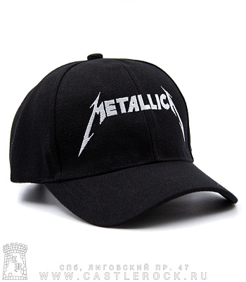 бейсболка metallica (лого белое, шесть клиньев, вышивка)