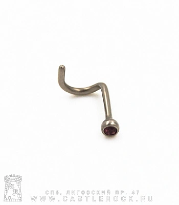 Крючок для носа Титан со Стразом (фиолетовым) 1 х 8 х 2,5