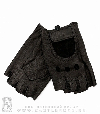 перчатки кожаные мужские обр/пал (перфорация, овальные вырезы, шов наружу, на липучке)