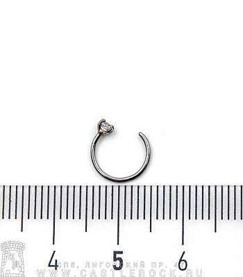 Кольцо для носа Сталь Разжимное со Стразом 0,8 х 8