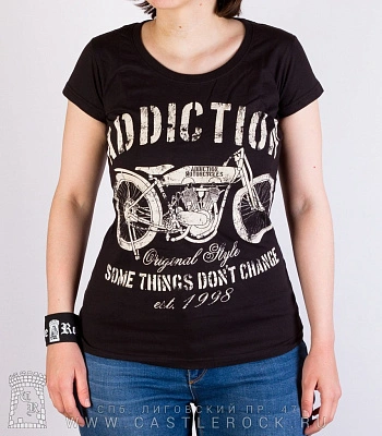 женская футболка addiction мотоцикл "some thing don't change"